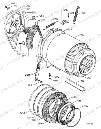 Взрыв-схема стиральной машины Electrolux EW1021F - Схема узла Drum